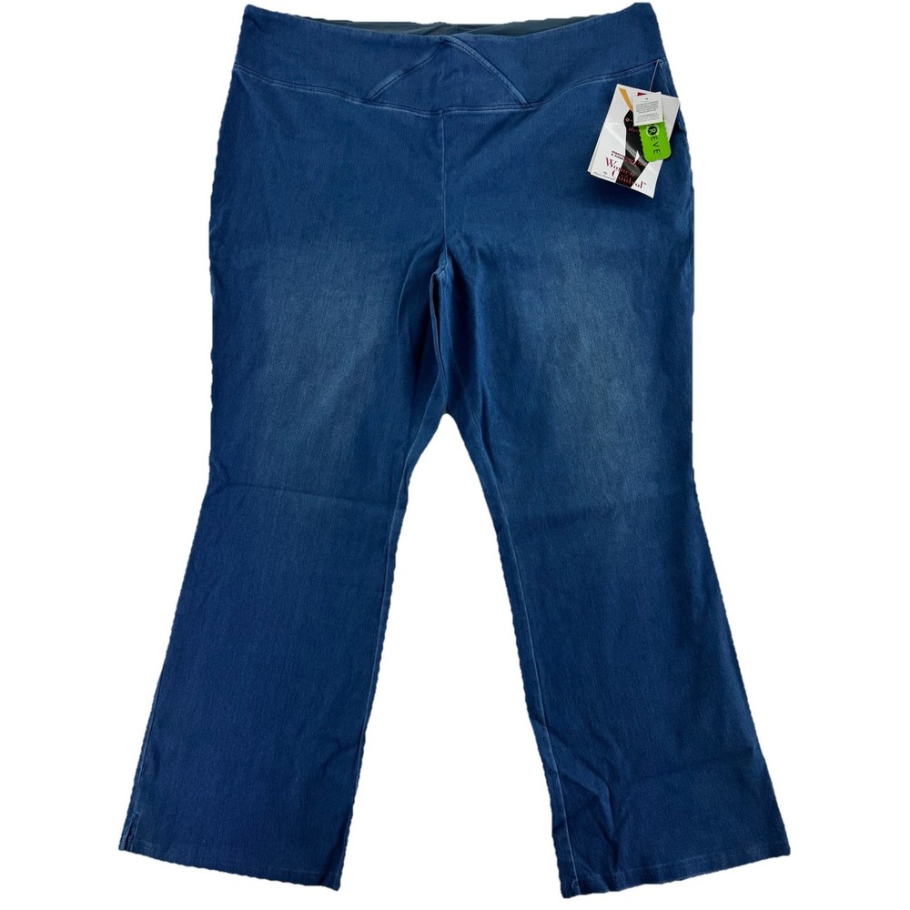 Women With Control Elite‎ Prime Stretch Denim Flare Pants 28 Plus Blue Western